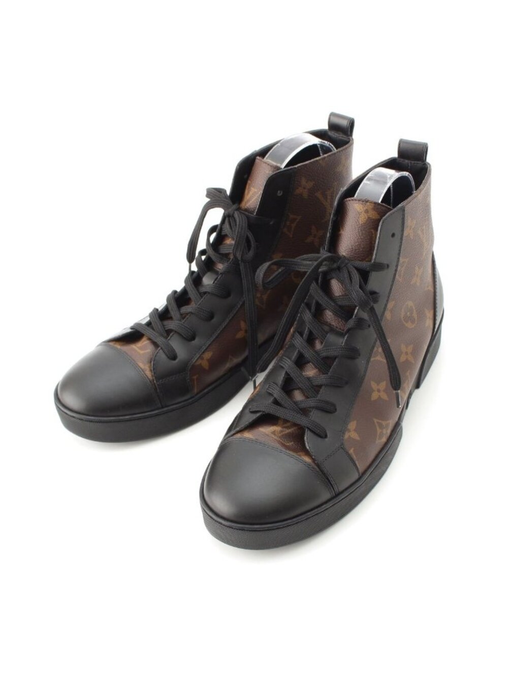 Louis Vuitton Matchup Monogram Line High-Top Sneakers Black Brown 6.5